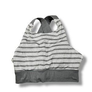 Athleta Deep Breath Stripe High Neck Sports Bra
